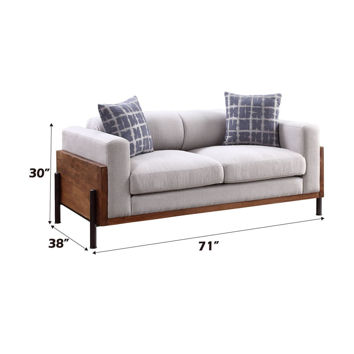 Pelton Loveseat with 2 Toss Pillows - Walnut