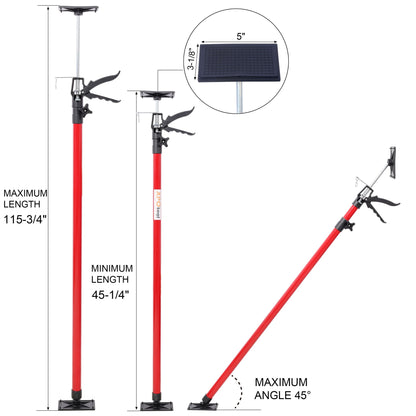 Adjustable Steel Support Pole System with Non-Slip Pads - Black+Red