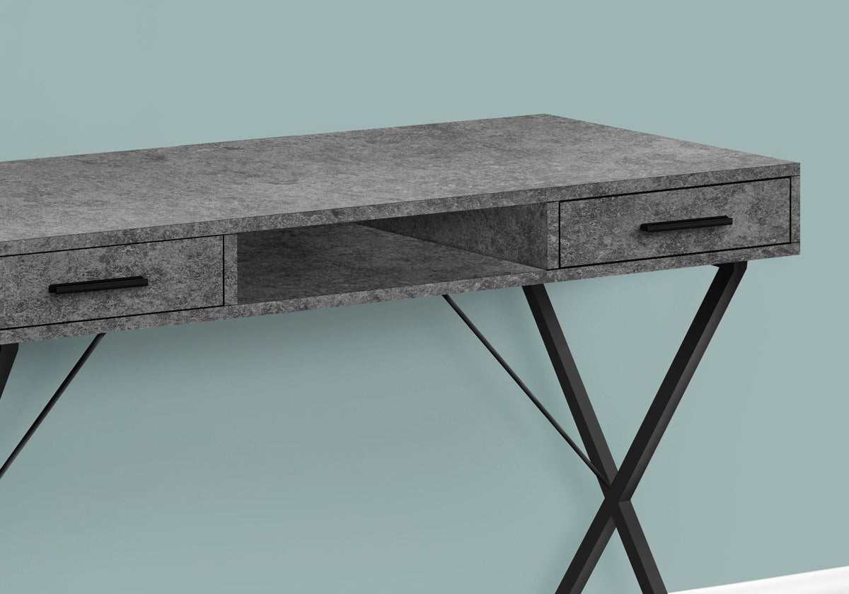 Contemporary Computer Desk with Storage Drawers - Metal & Wood