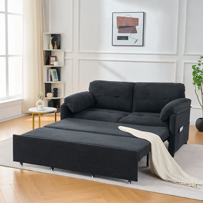 Convertible Pull Out Sofa Bed Queen Size with Side Storage - Fabric, Modern