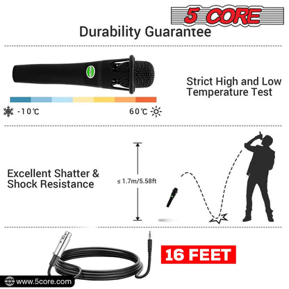 5Core XLR Microphone Dynamic Mic Karaoke Singing Studio Mics Handheld Microfono