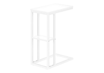 C-Shaped Marble Look Accent Table with Metal Frame - Multiple Colors