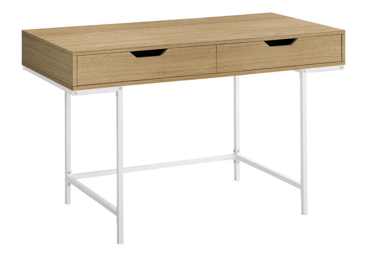 Marble Look Computer Desk with Storage Drawers - Light Brown, White, or Black