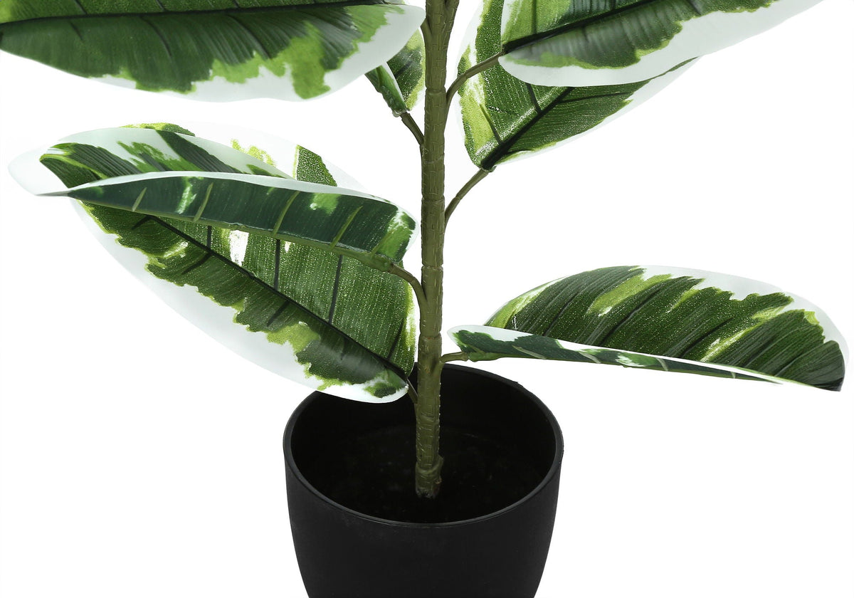 27" Tall Real Touch Artificial Rubber Plant with Adjustable Leaves - Dark Green