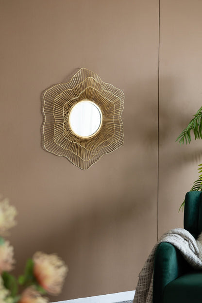 Starburst Metal Wall Mirror with Gold Iron Frame - 27"