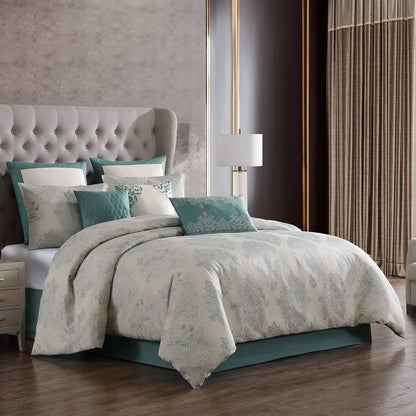 Medallion Jacquard Comforter Set with Decorative Pillows – Serene Blue