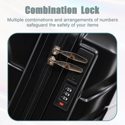 ABS Spinner Wheel Luggage Set with Combination Lock - Black