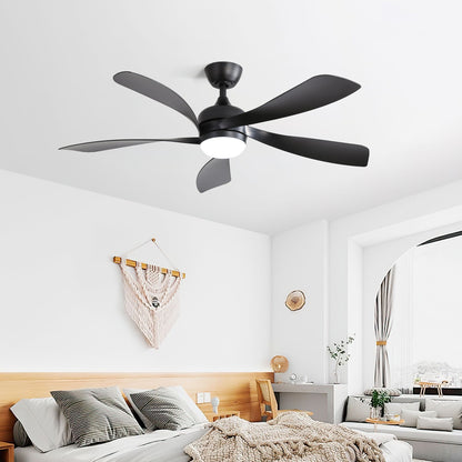Ceiling Fan With 3-Color Dimmable LED Light - Black