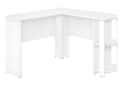 L-Shaped Corner Computer Desk with Storage Shelves - Wood Finish
