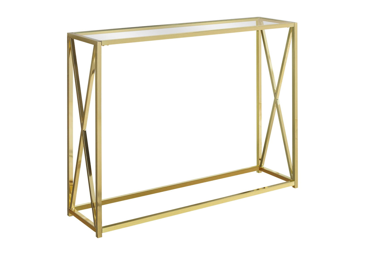 Gold Accent Console Table with Glass Top - Modern Entryway