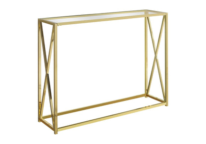 Gold Accent Console Table with Glass Top - Modern Entryway
