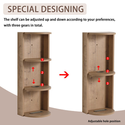 Bathroom Wall Mounted Storage Rack with Floating Design - Light Brown or White