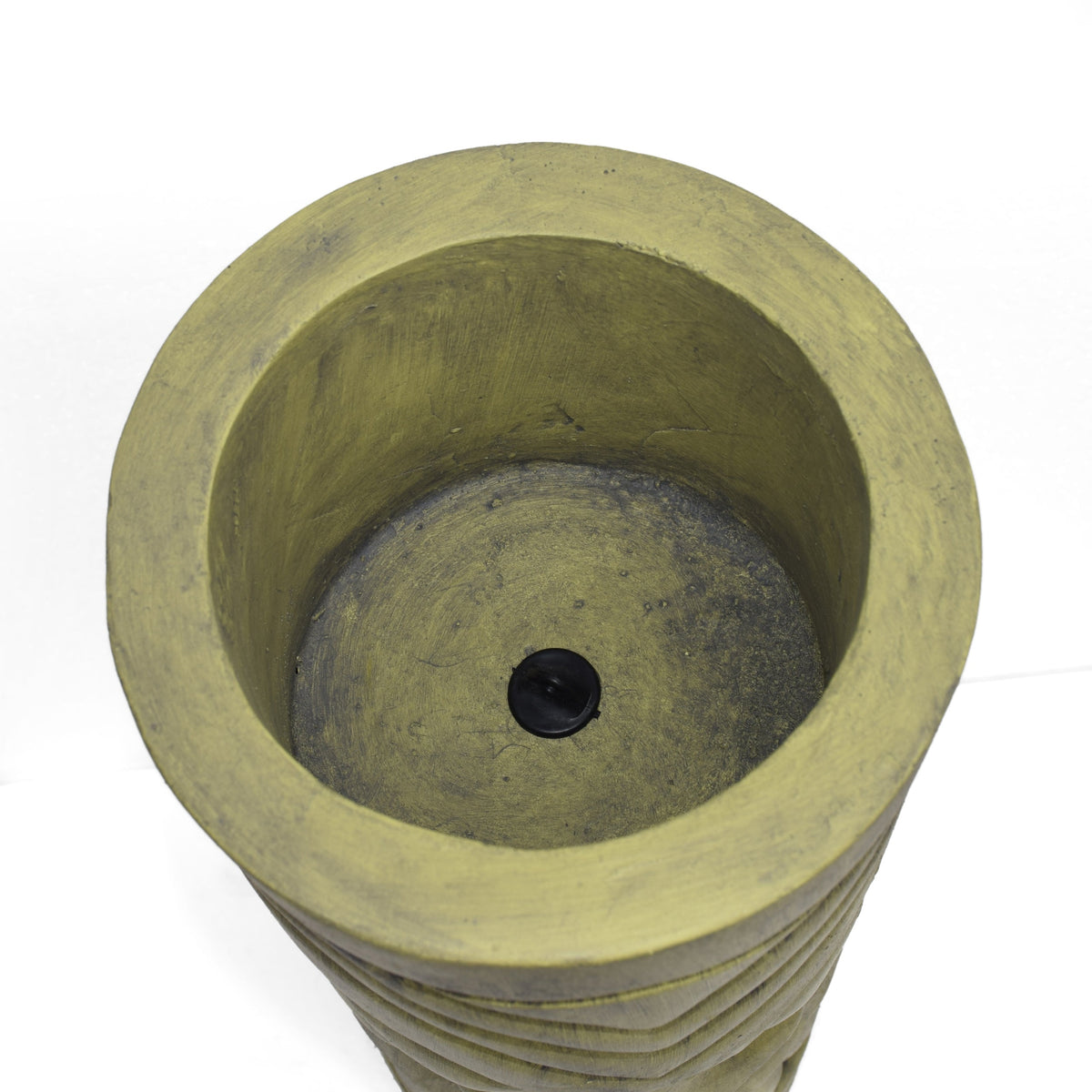 Stone Statue Urn Planter with Tiki Face Design - Antique Green