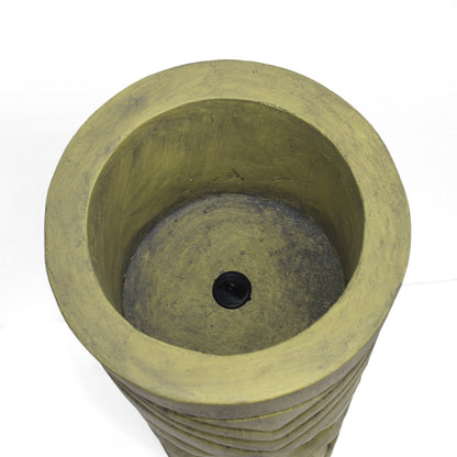 Stone Statue Urn Planter with Tiki Face Design - Antique Green
