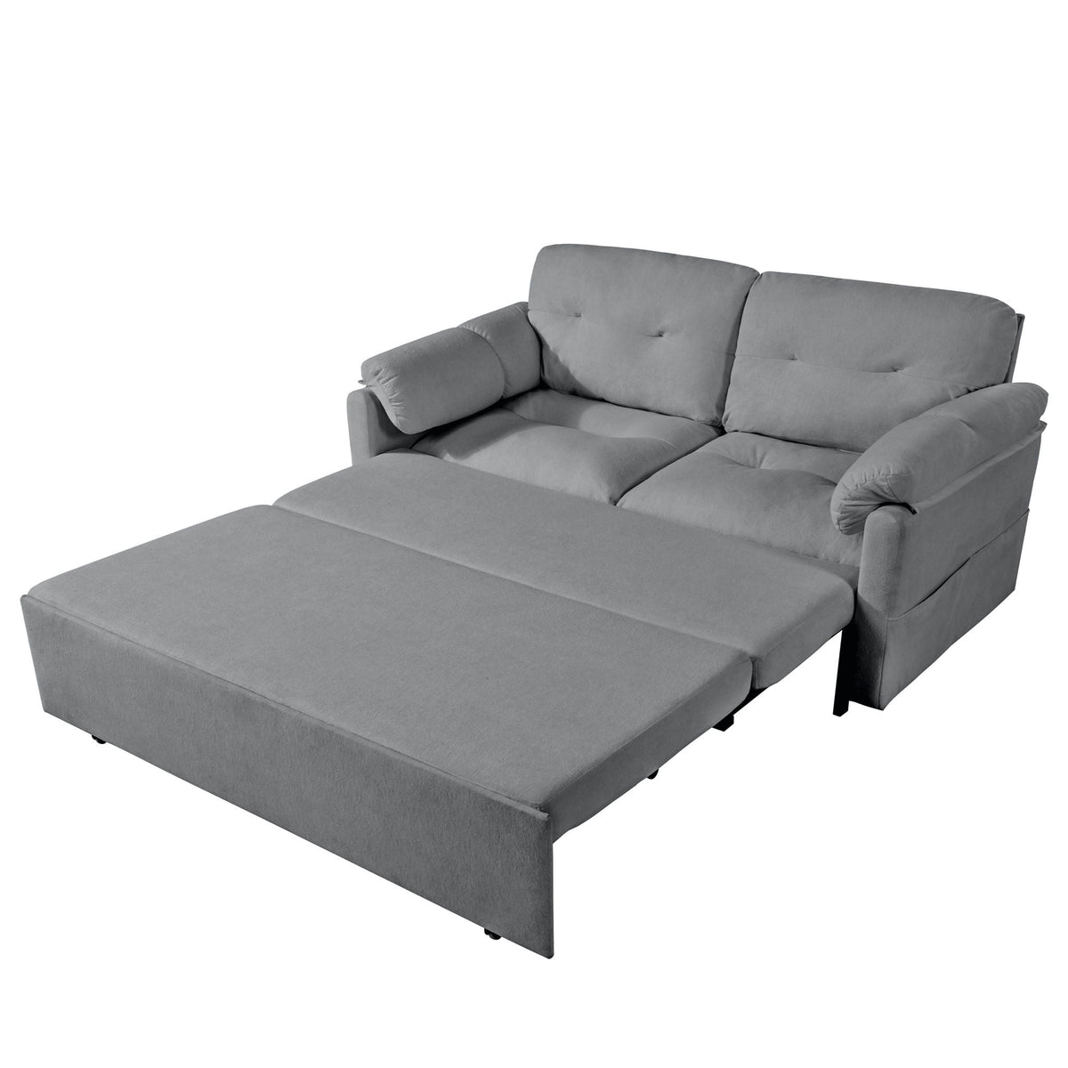 Convertible Pull Out Sofa Bed Queen Size with Side Storage - Fabric, Modern