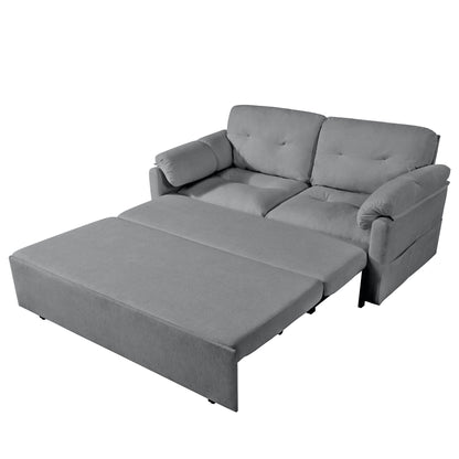 Convertible Pull Out Sofa Bed Queen Size with Side Storage - Fabric, Modern