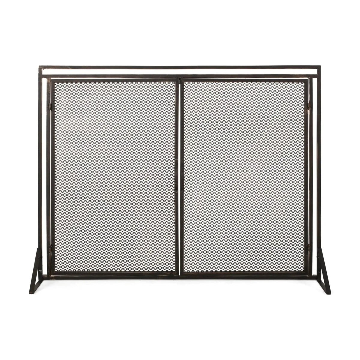 Samantha Iron Fireplace Screen with 2 Access Doors - Black or Gold