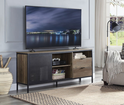 Light Brown Rustic TV Stand with Metal Frame - Nantan