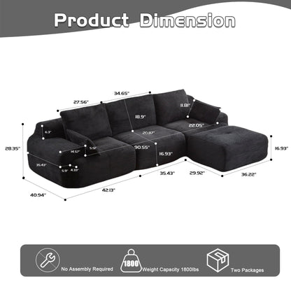 Large Fabric Sectional Sofa with Memory Foam Padding - Multiple Colors