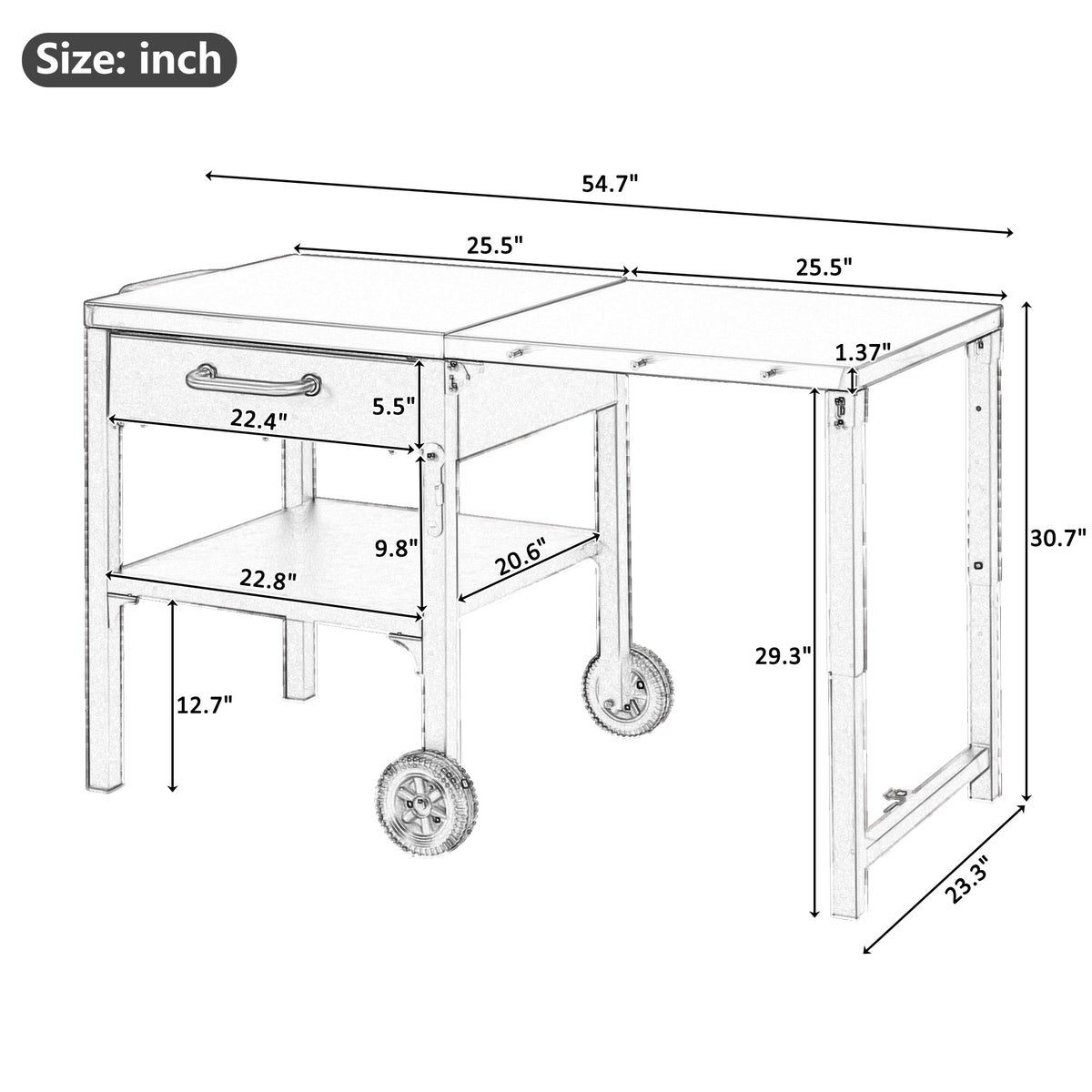 Outdoor Kitchen Cart Foldable Prep Station with Storage - Gray