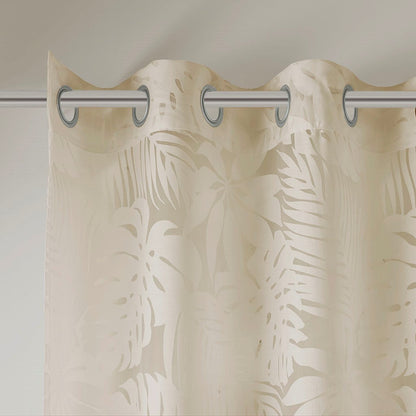 Palm Leaf Burnout Sheer Window Curtain with Palm Leaf Design - Natural
