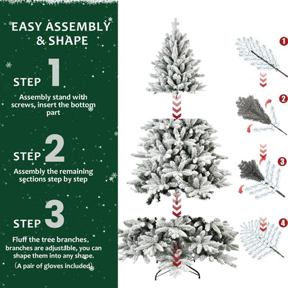 7ft Flocked Christmas Tree with 1514 Tips - White