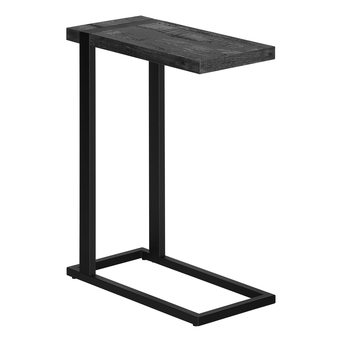 C-Shaped Accent Table with Metal Frame - Black, Gray, or Light Brown