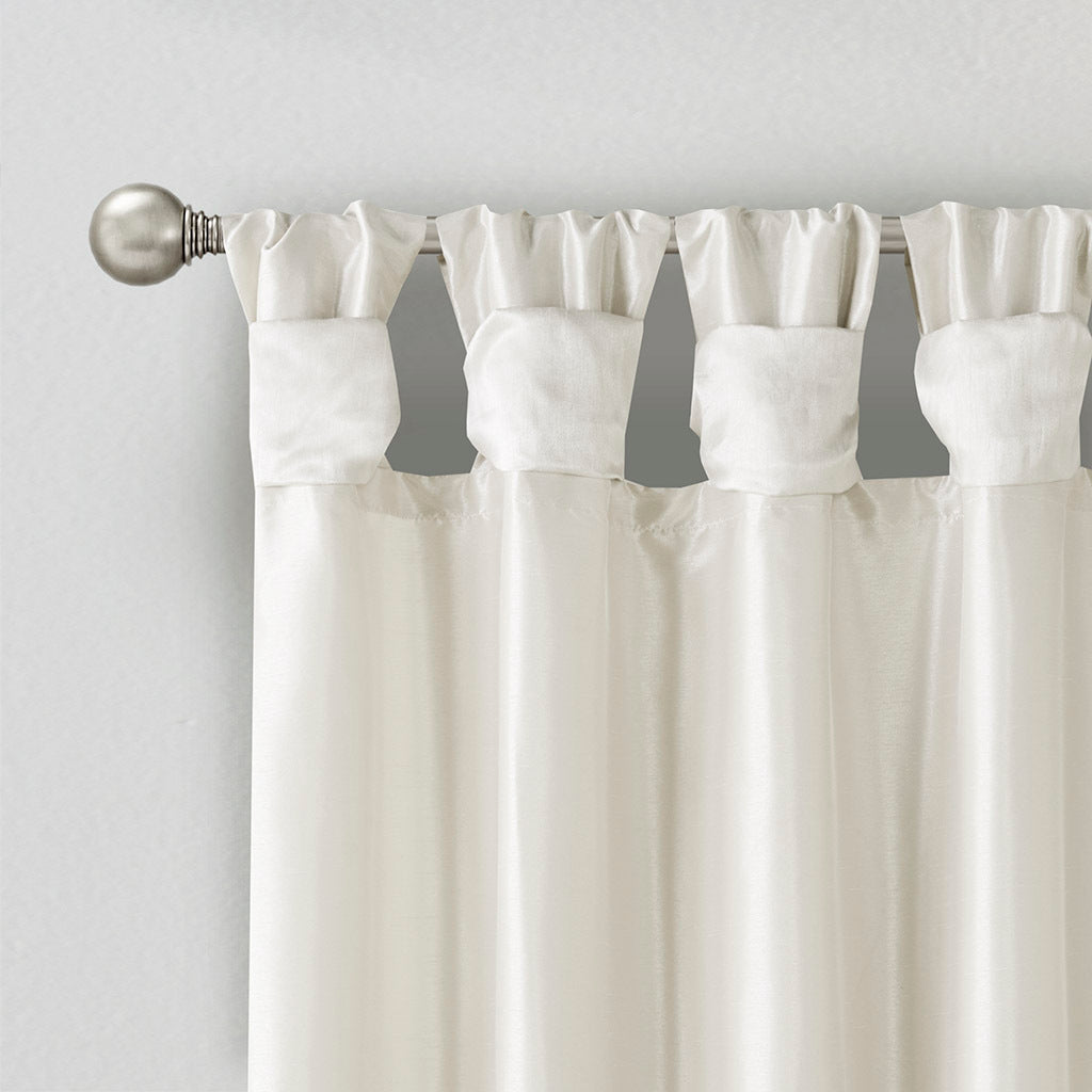 White Twist Tab Lined Window Curtain Panel with Privacy Lining - 50" x 84"