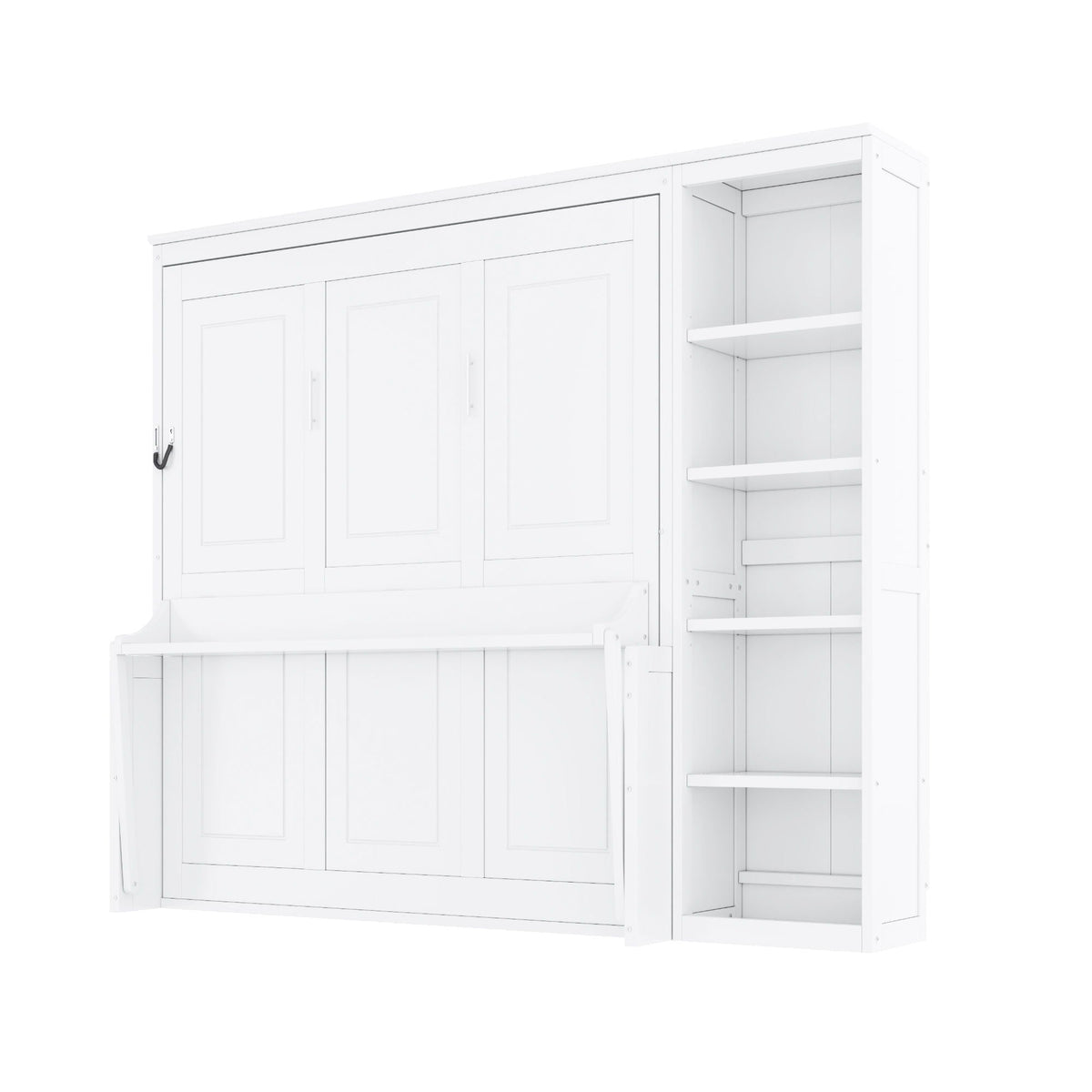 Murphy Bed with Desk and Bookshelf - Solid Pine, Full & Queen Sizes