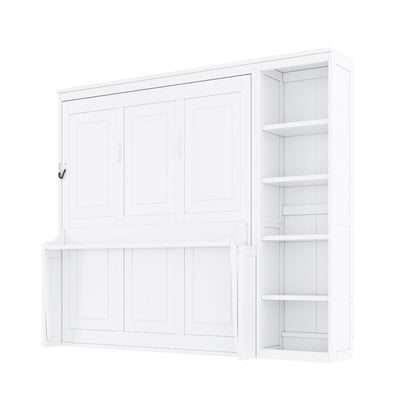 Murphy Bed with Desk and Bookshelf - Solid Pine, Full & Queen Sizes
