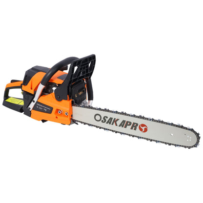 62cc Gas Chainsaw with Aluminium Bars and Anti-Vibration System - Orange