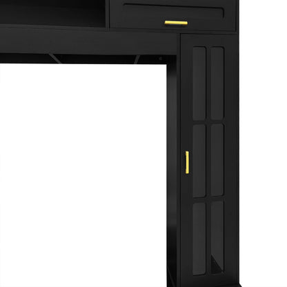 Wall Unit Entertainment Center with Glass Doors - White or Black