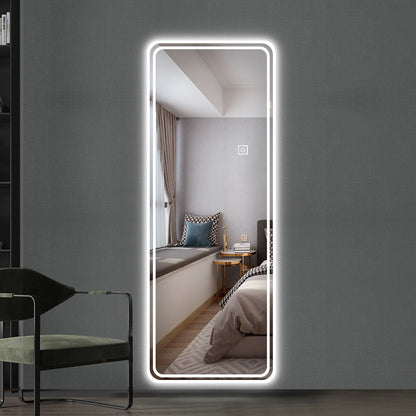 Full Length Floor Mirror LED with Dimming & 3 Color Modes - Silver