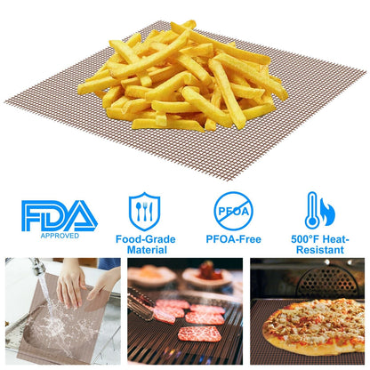 BBQ Grill Mat Non-Stick Mesh Mat Baking Sheet Liner Reusable Reversible Washable for Outdoor Gas Charcoal