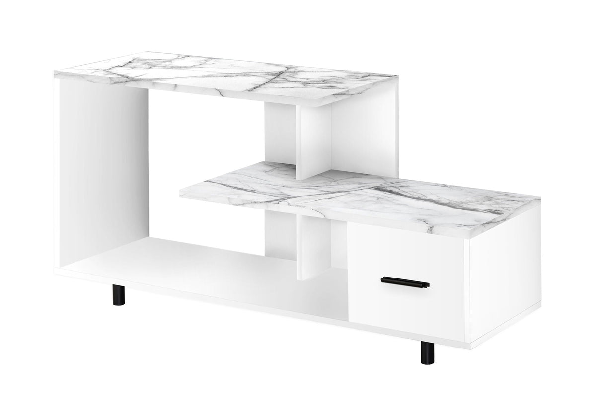 Contemporary TV Stand with Storage Drawer - Light Brown, Black, or White