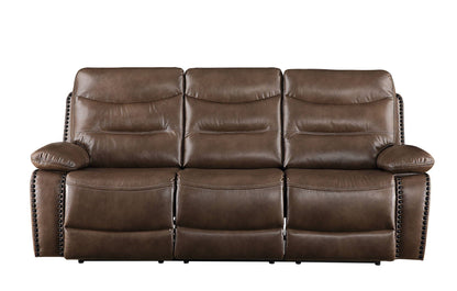 Aashi Leather Gel Match Recliner Sofa with Console - Brown