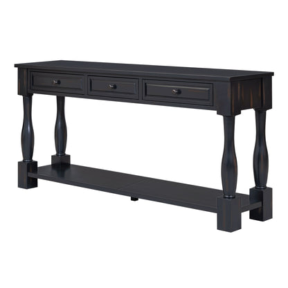 63" Console Table with Drawers and Shelf - Espresso