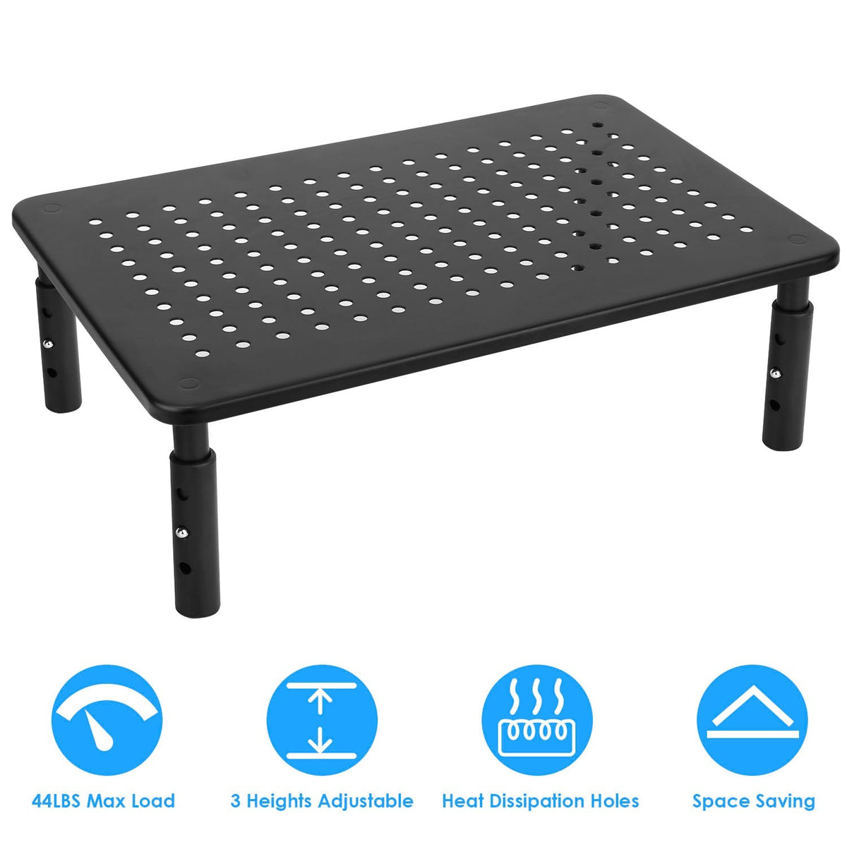 Monitor Stand Riser 3 Height Adjustable Desk Riser Organizer w/ Ventilation Holes For Desktop PC Laptop Printer