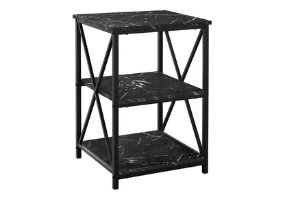 3 Tier Accent Table with Marble Look Top - White, Light Brown, Gray, Black