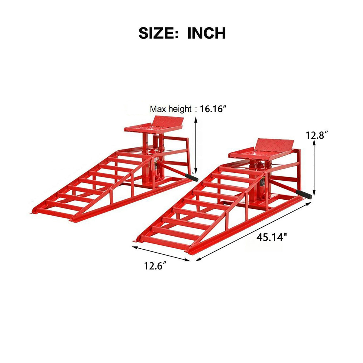 5 Ton Hydraulic Automotive Lift Ramps with Durable Steel - Red