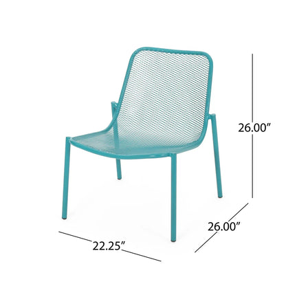 Outdoor Iron Chair with Mesh Design - Light Blue or Green
