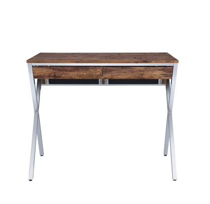 Weathered Writing Desk with Chrome Legs - Oak