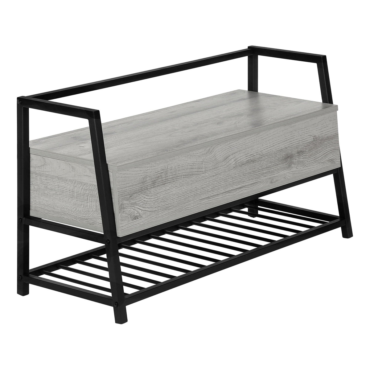 Rectangular Storage Bench with Flip-Top Storage - Gray or Light Brown