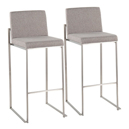 Contemporary High Back Barstool Set with Upholstered Seat – Multiple Colors