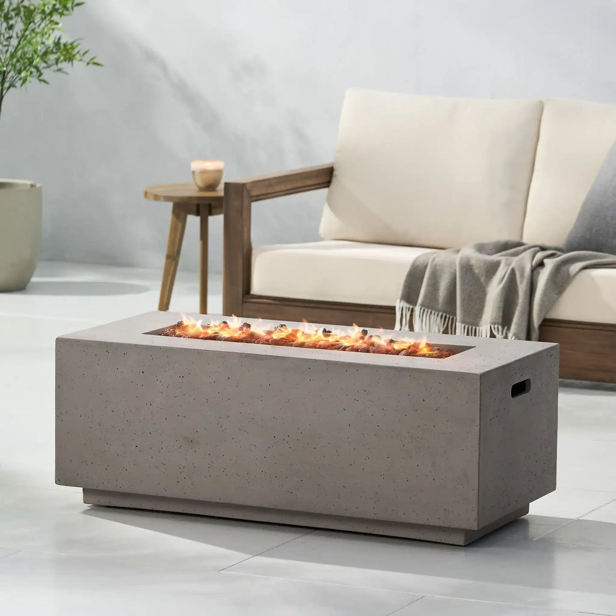 40,000 Btu Propane Fire Pit with Sleek Rectangular Design - Gray or Dark Gray