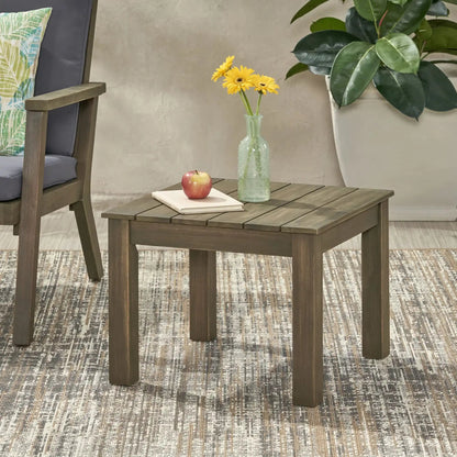 Halcyon Outdoor Side Table with Slat Design - Dark Gray or Dark Brown