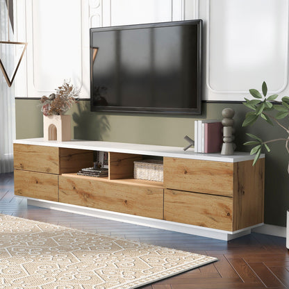 TV Stand Entertainment Center with Deep Drawers and Cable Management - Dark Brown or Light Brown