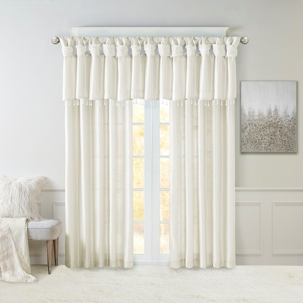 Twist Tab Lined Window Curtain Panel with Enhanced Privacy - White