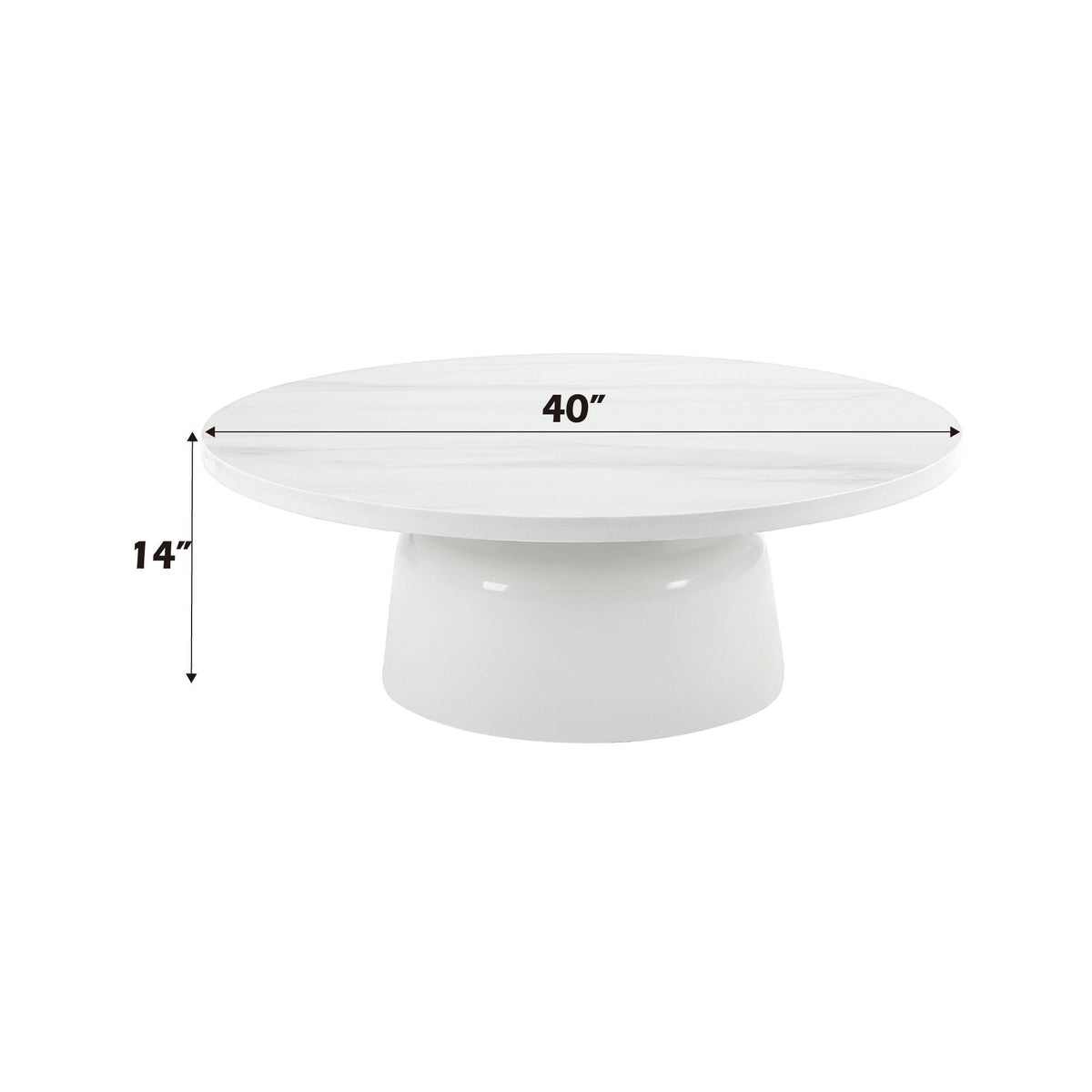 Zaid Engineering Marble High Gloss Table with Pedestal Base - White