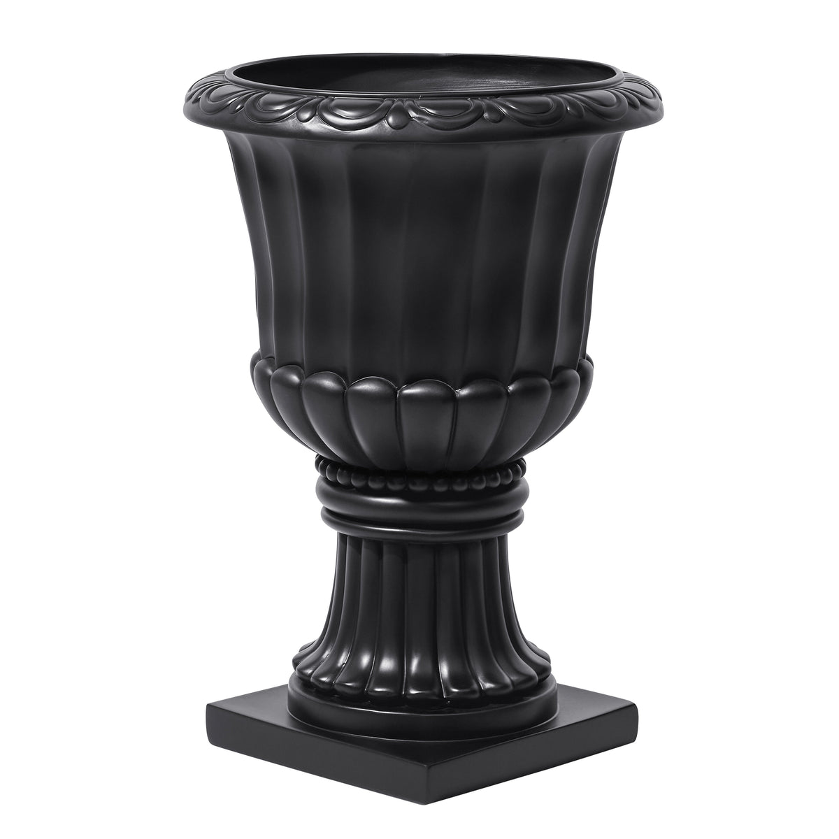 Large-Capacity European Pedestal Urn Outdoor Garden Planter - Black